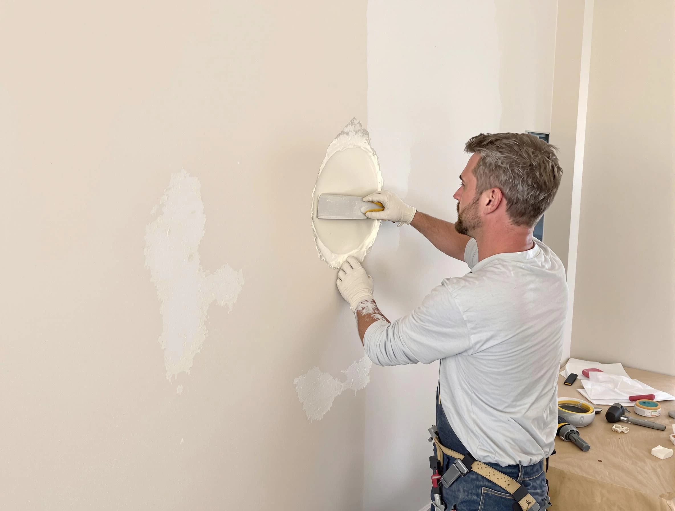 South Euclid House Painters technician patching a drywall hole in South Euclid, OH