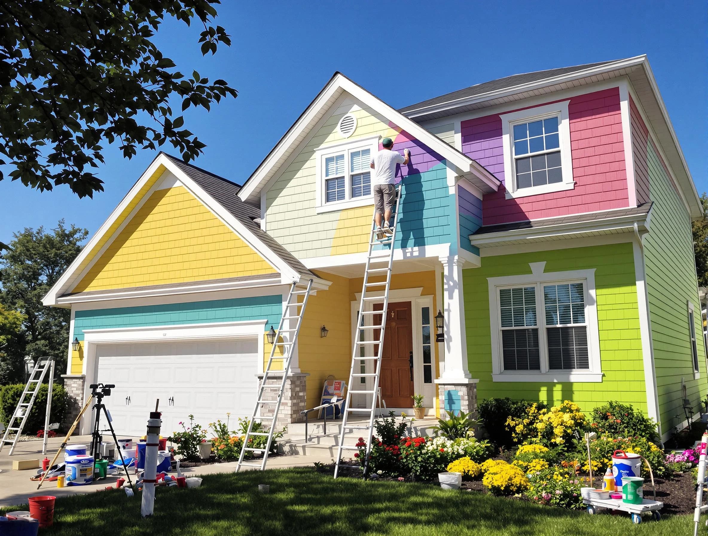 South Euclid House Painters professionals painting a home exterior in South Euclid, OH